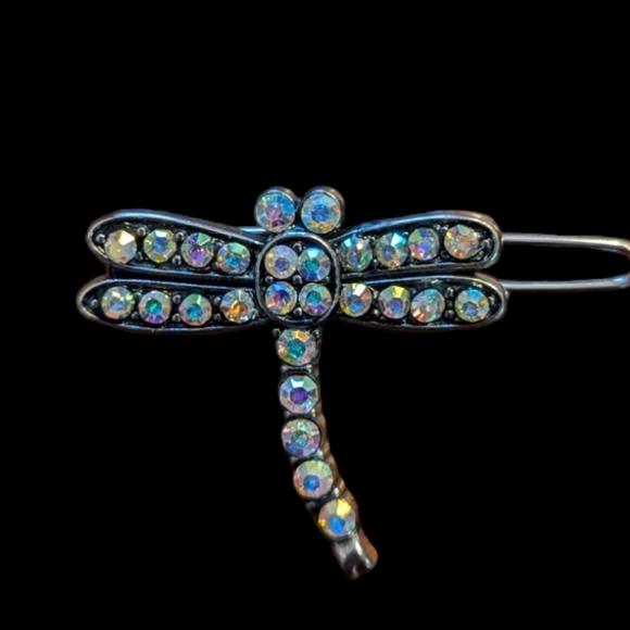 Rhinestone Studded Dragonfly Barette/Clip - Picture 3 of 4